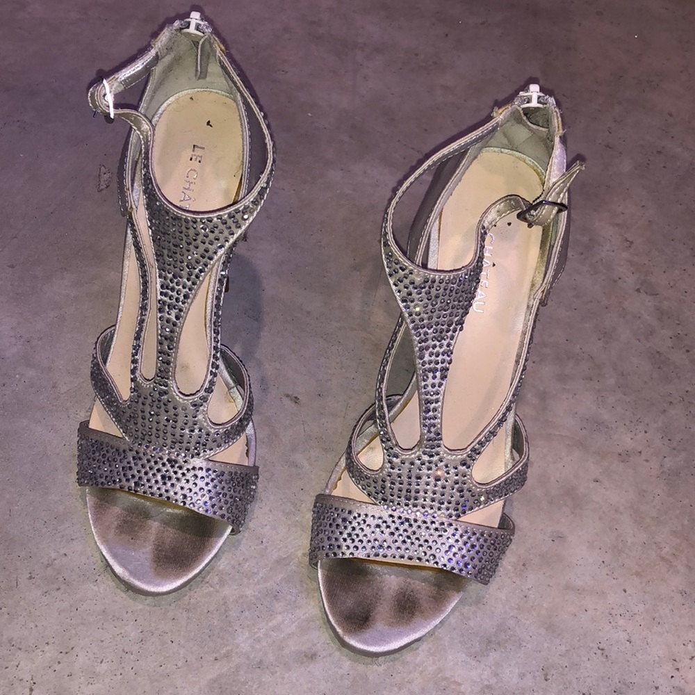 Sparkly open toed heels